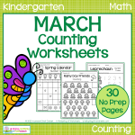 Kindergarten Counting Worksheets for March