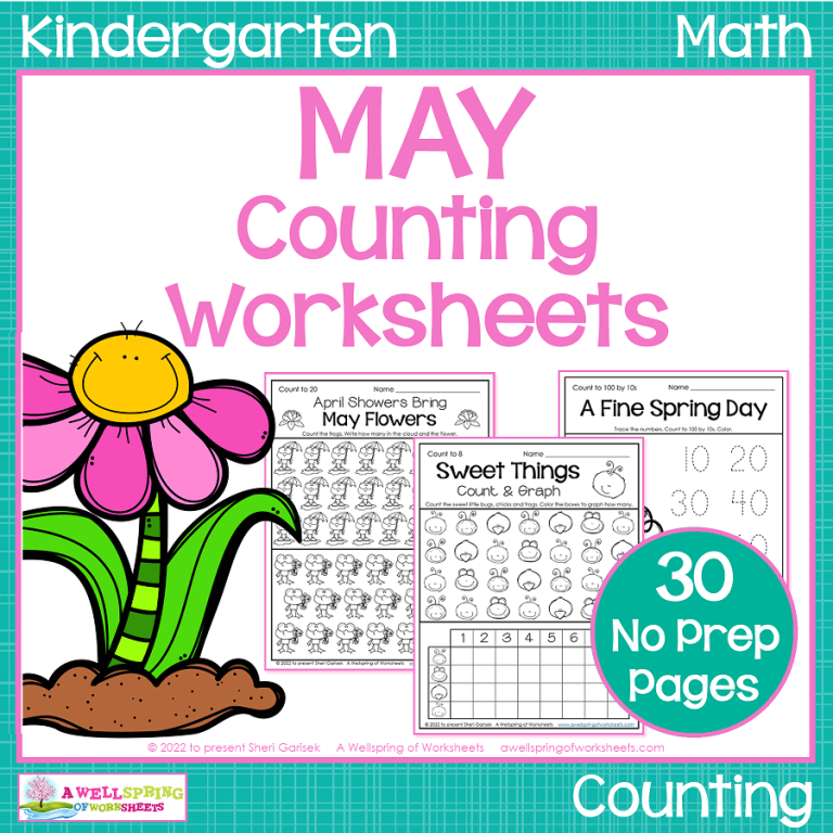 Kindergarten Counting Worksheets for May