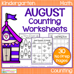 Kindergarten Counting Worksheets for August