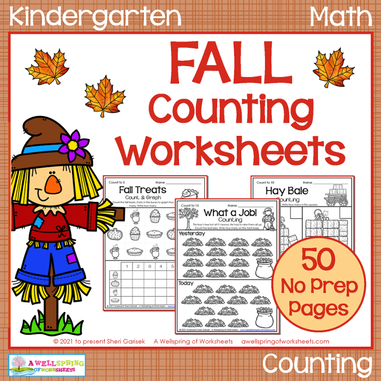 Fall Kindergarten Counting Worksheets