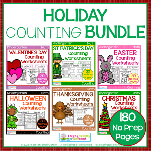 Kindergarten Counting Worksheets Holiday Bundle