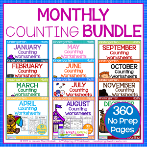 Kindergarten Counting Worksheets Monthly Bundle