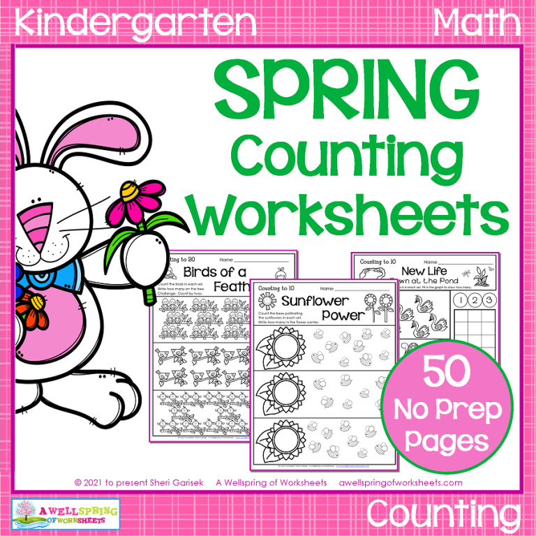 Spring Kindergarten Counting Worksheets