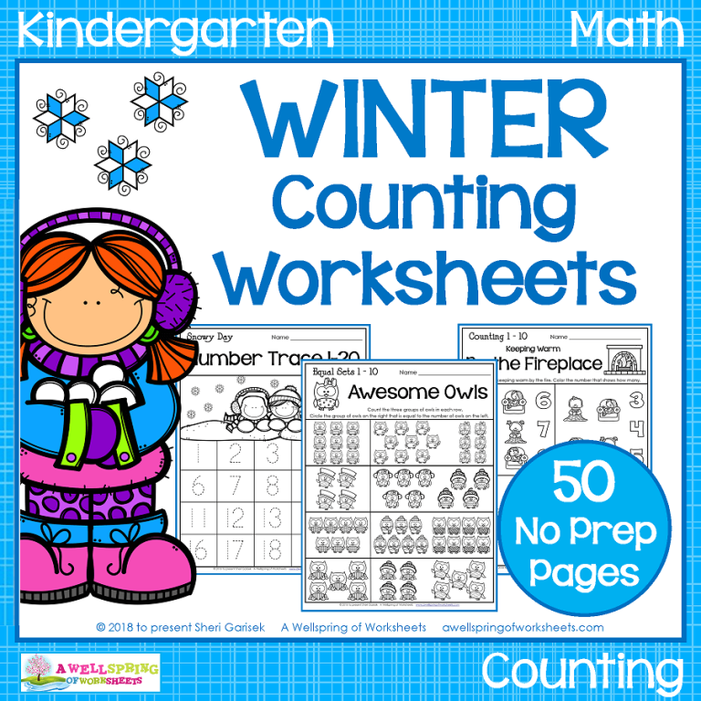 Winter Kindergarten Counting Worksheets