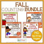 Fall Kindergarten Counting Worksheets Bundle