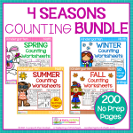Kindergarten Counting Worksheets Four Seasons Bundle