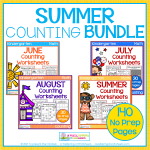 Summer Kindergarten Counting Worksheets Bundle